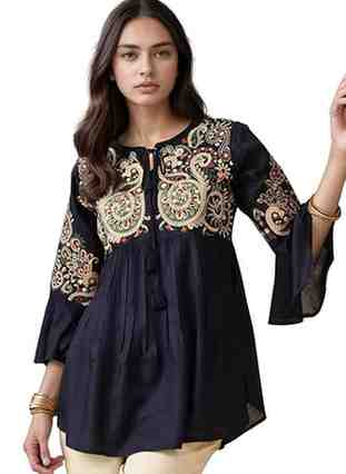 Bee M Pee Designer Rayon Paisley Regular Short Kurti for Women Tunics Latest